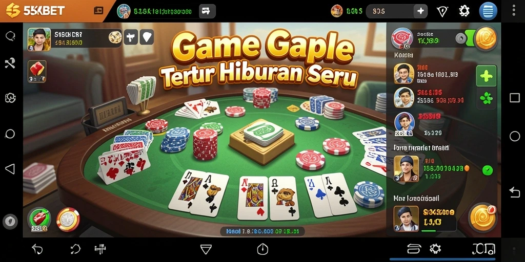 Tampilan gameplay Gaple yang mendebarkan dan menghibur di 55KBET.