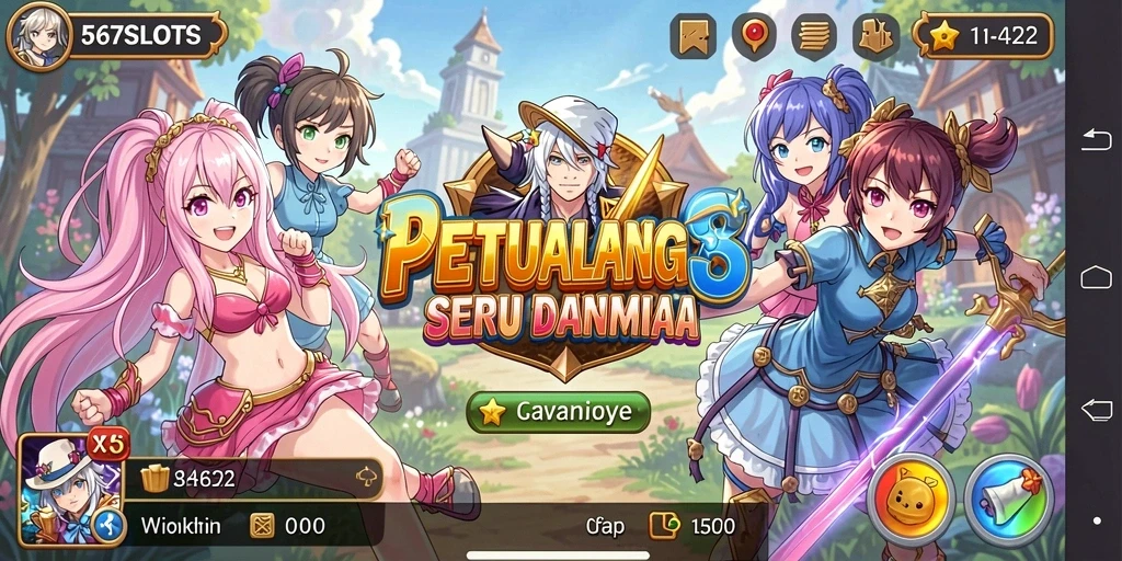 Tampilan gameplay 567SLOTS yang memukau dengan karakter anime.