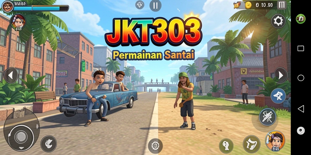Tampilan gameplay JKT303 yang cerah dan penuh aksi.