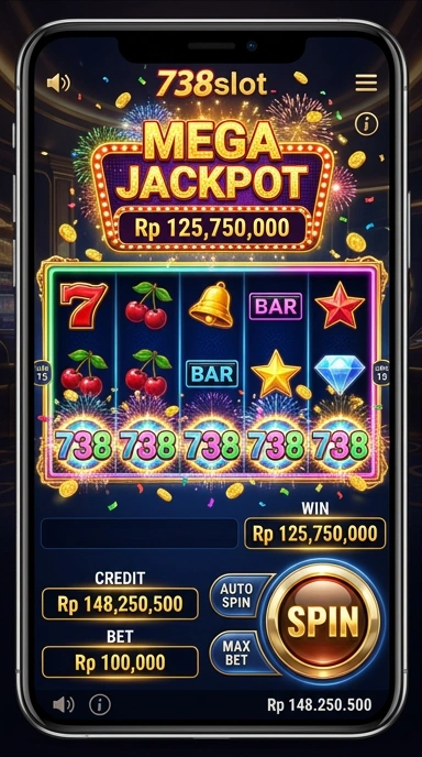 Tampilan utama aplikasi 738slot yang menarik.